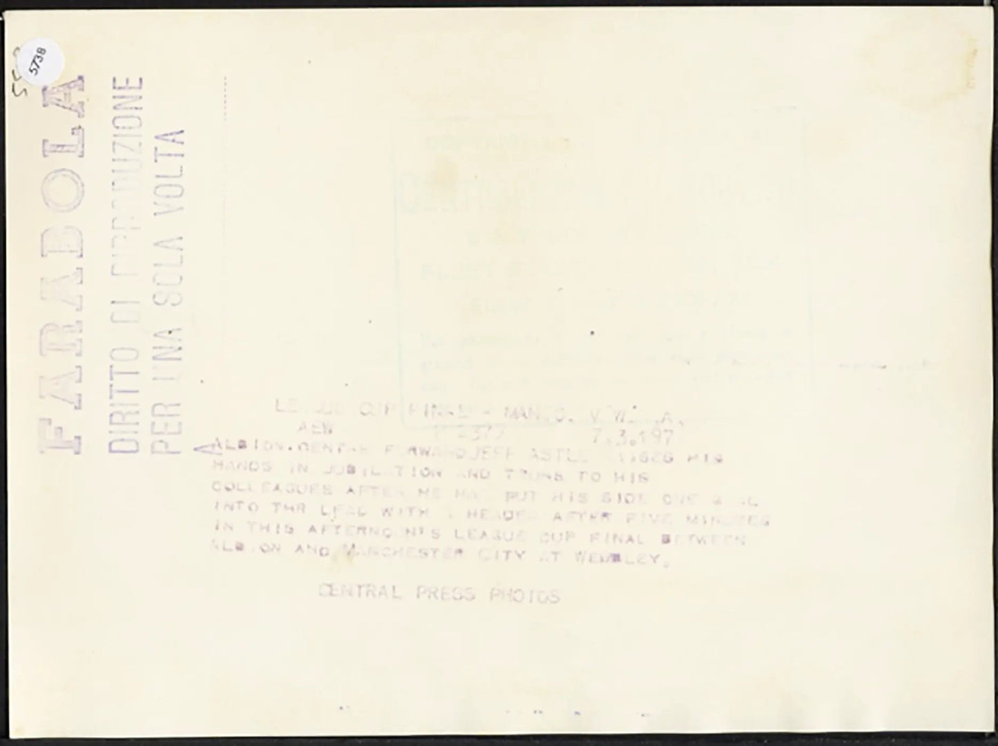Coppa di Lega Jeff Astle Albion 1970 Ft 5738 - Stampa 21x15 cm - Farabola Stampa ai sali d'argento
