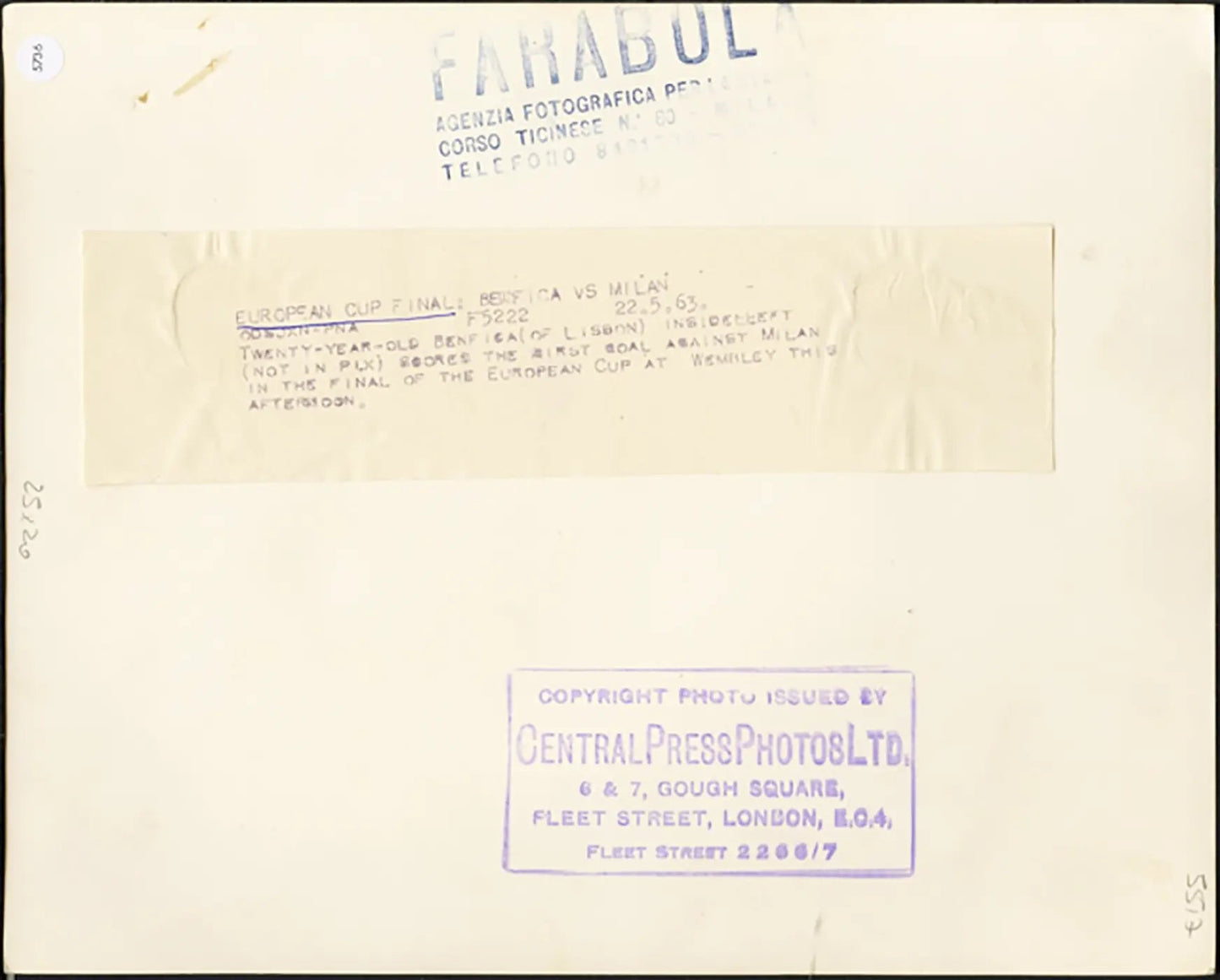 Coppa Europa Benfica vs Milan 1972 Ft 5736 - Stampa 20x25 cm - Farabola Stampa ai sali d'argento