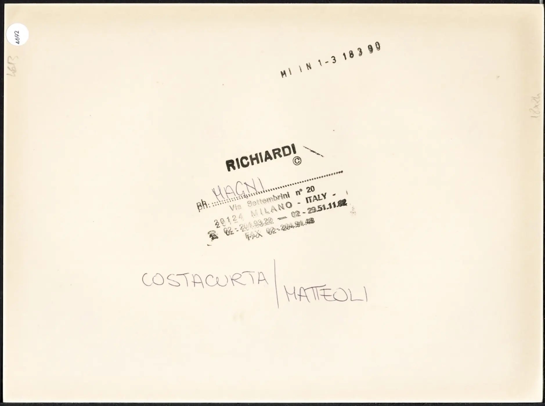 Costacurta Matteoli Milan - Inter 1990 Ft 4692 - Stampa 24x18 cm - Farabola Stampa ai sali d'argento