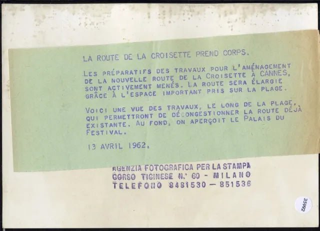 Costruzione de La Croisette Cannes 1962 Ft 35992 - Stampa 18x13 cm - Farabola Stampa ai sali d'argento