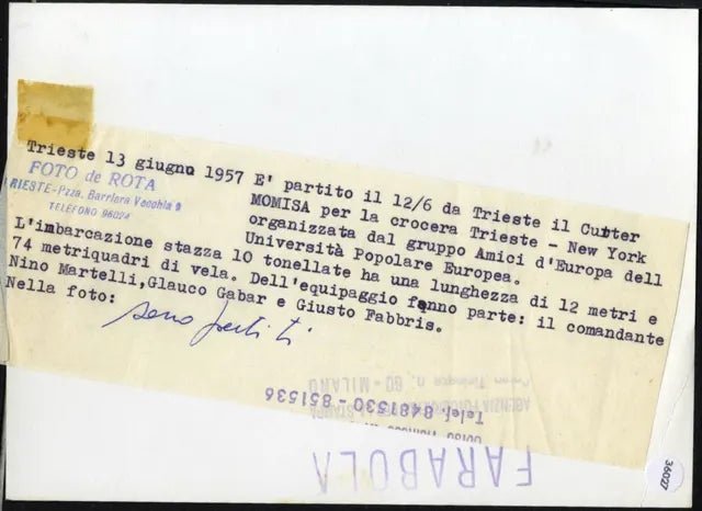 Crociera Trieste - New York 1957 Ft 36027 - Stampa 18x13 cm - Farabola Stampa ai sali d'argento