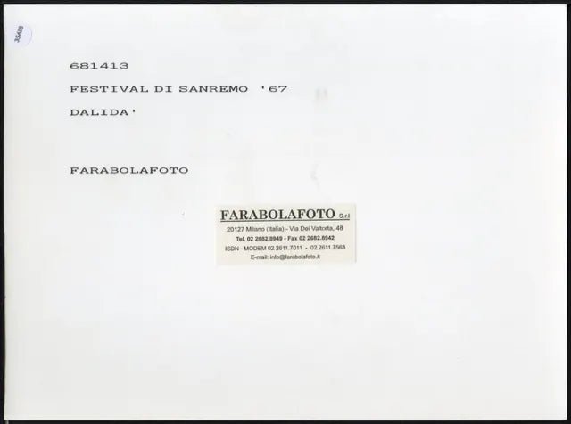 Dalida Sanremo 1967 Ft 35618 - Stampa 24x18 cm - Farabola Stampa ai sali d'argento (anni 90)