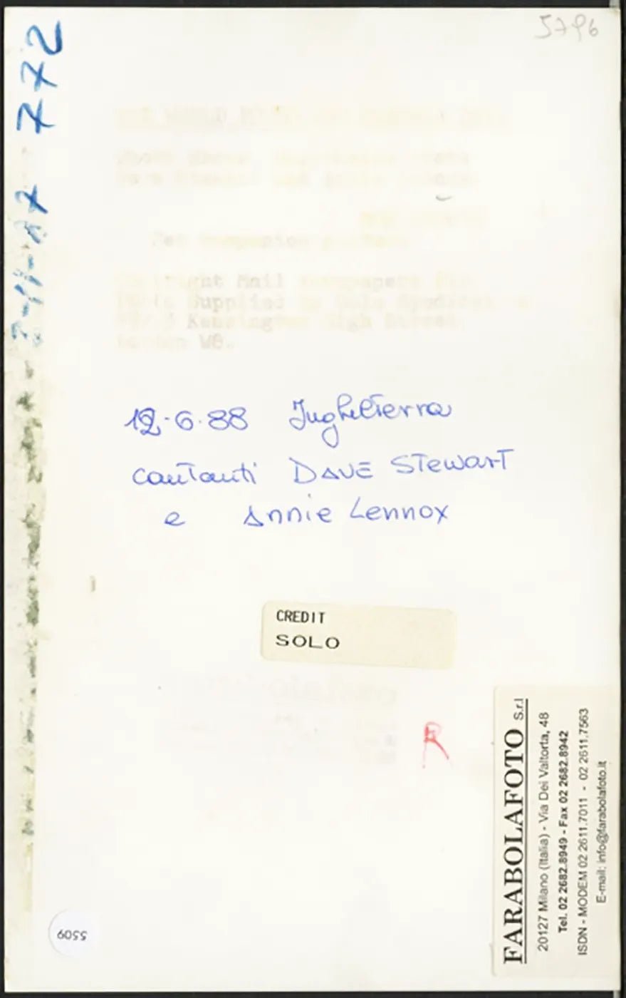 Dave Stewart e Annie Lennox 1988 Ft 5509 - Stampa 20x12 cm - Farabola Stampa ai sali d'argento