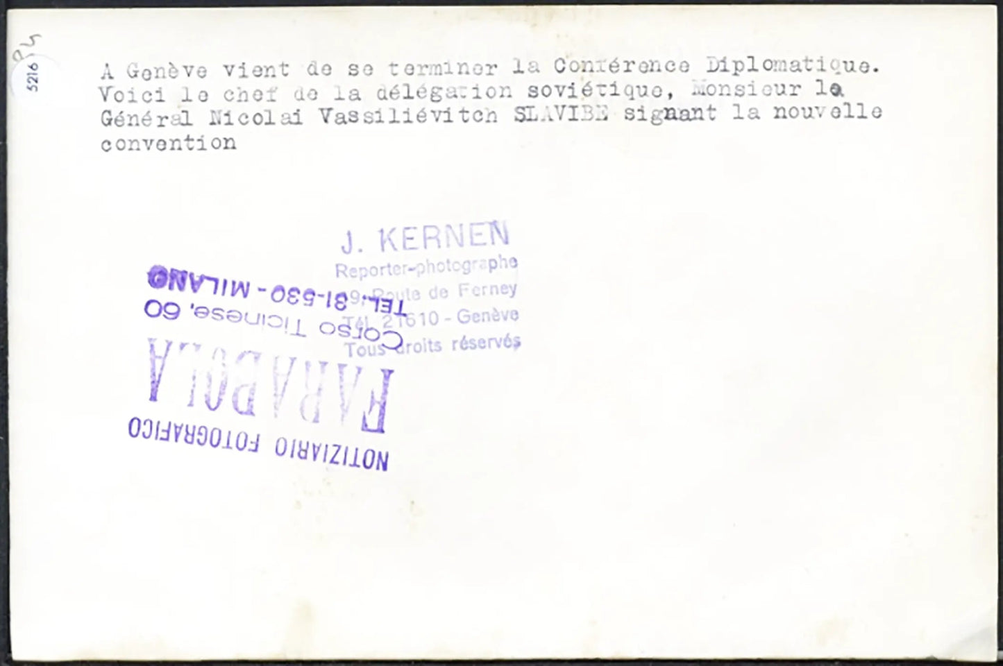 Delegazione sovietica a Ginevra anni 50 Ft 5216 - Stampa 18x13 cm - Farabola Stampa ai sali d'argento