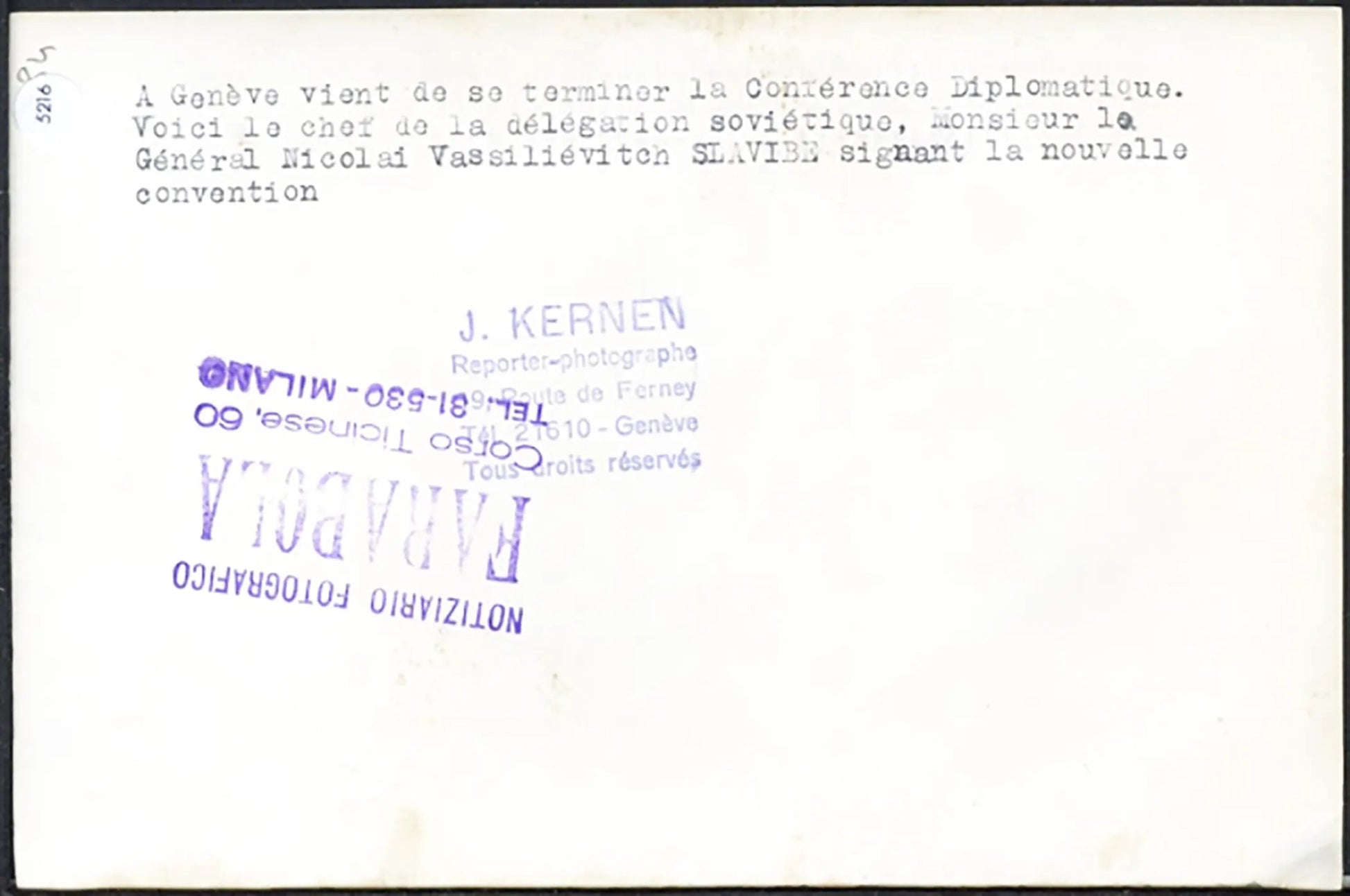 Delegazione sovietica a Ginevra anni 50 Ft 5216 - Stampa 18x13 cm - Farabola Stampa ai sali d'argento