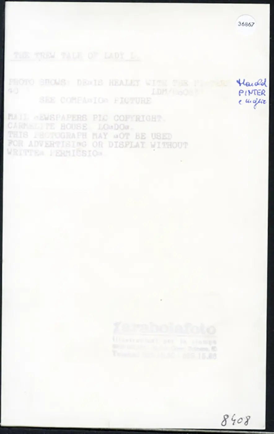 Denis Healey Harold Pinter 1986 Ft 36867 - Stampa 20x12 cm - Farabola Stampa ai sali d'argento