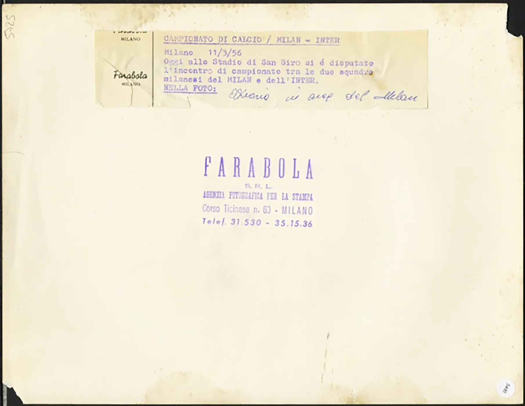 Derby Inter vs Milan 1956 Ft 5481 - Stampa 21x27 cm - Farabola Stampa ai sali d'argento