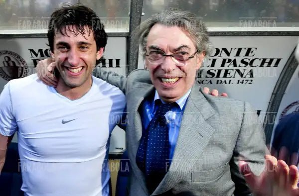 Diego Milito e Massimo Moratti festeggiano lo scudetto, Siena, 2010 - Farabola Immagine digitale