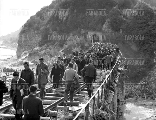 Disastro del Vajont, ponte ferroviario, 1963 - Farabola Immagine digitale