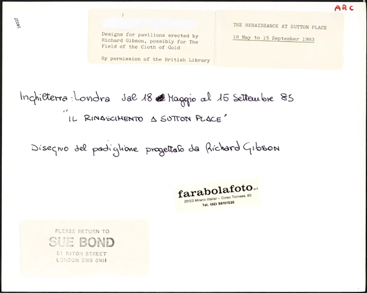 Disegno del Padiglione di Sutton Place Londra 1985 Ft 38027 - Stampa 20x25 cm - Farabola Stampa ai sali d'argento