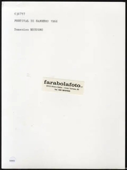 Domenico Modugno Sanremo 1966 Ft 35805 - Stampa 24x18 cm - Farabola Stampa ai sali d'argento (anni 90)