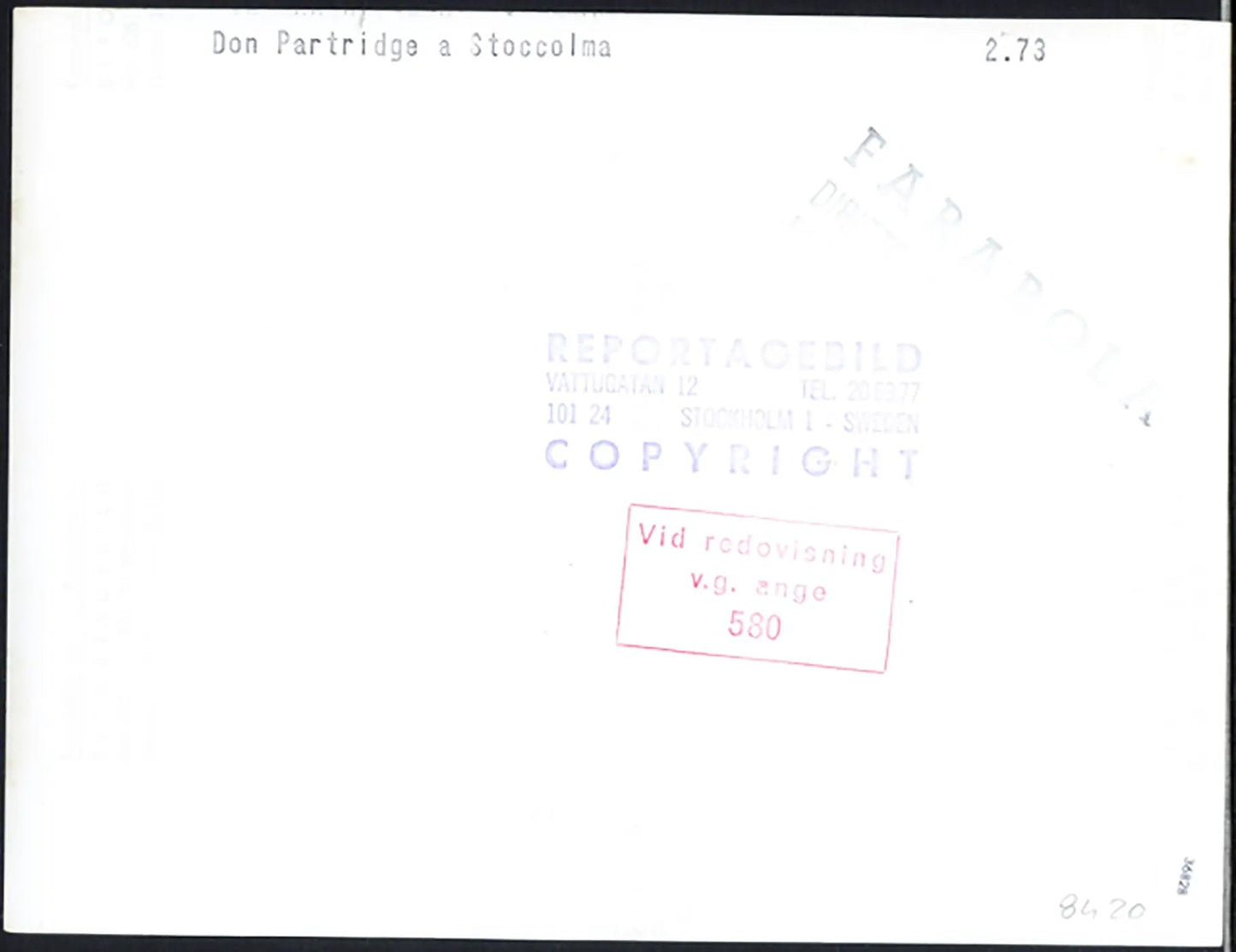 Don Partridge a Stoccolma 1973 Ft 36828 - Stampa 20x30 cm - Farabola Stampa ai sali d'argento