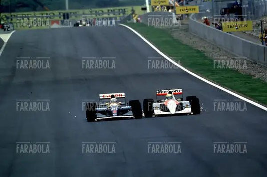 Duello tra Mansell su Williams e Senna su McLaren, Gp di Spagna, 1991 - Farabola Immagine digitale