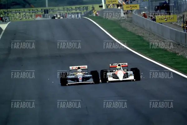 Duello tra Mansell su Williams e Senna su McLaren, Gp di Spagna, 1991 - Farabola Immagine digitale
