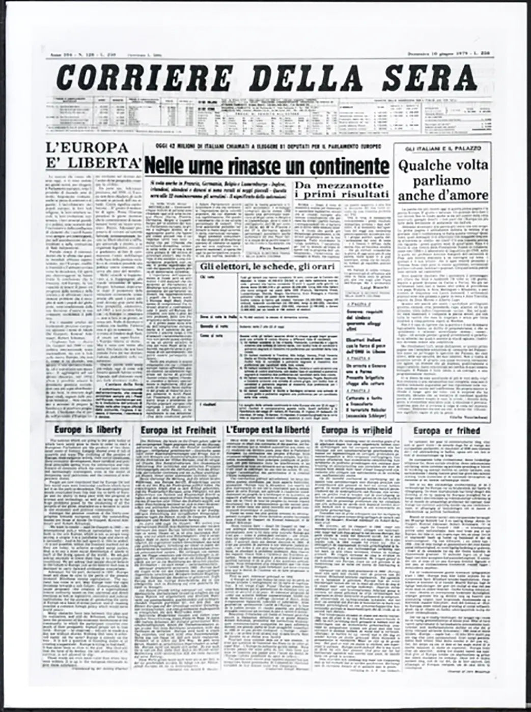 Editoriale in 5 lingue per il Parlamento Europeo 1979 Ft 37810 - Stampa 24x18 cm - Farabola Stampa ai sali d'argento