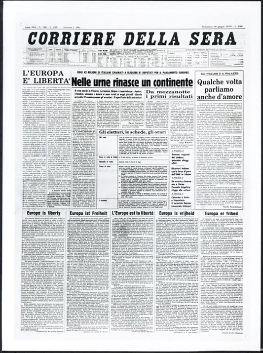 Editoriale in 5 lingue per il Parlamento Europeo 1979 Ft 37810 - Stampa 24x18 cm - Farabola Stampa ai sali d'argento
