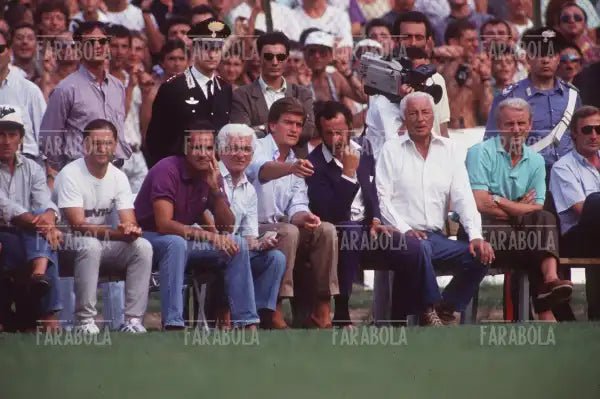 Edoardo Agnelli, Gianni Agnelli, Giovanni Trapattoni e Francesco Morini, 1991 - Farabola Immagine digitale