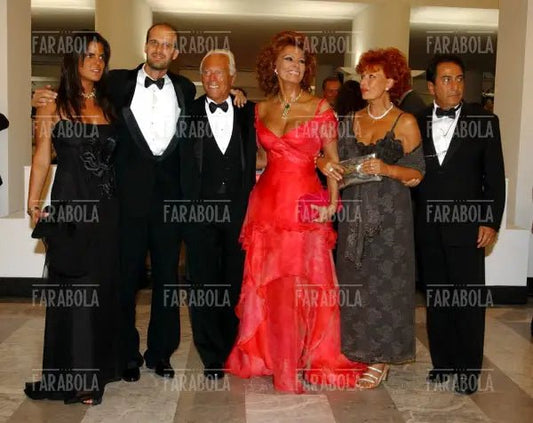 Edoardo Ponti, Giorgio Armani, Sophia Loren, Festival di Venezia, 2002 - Farabola Immagine digitale