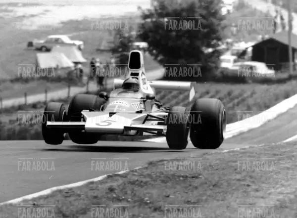 Emerson Fittipaldi su McLaren - Ford Cosworth, Gp di Nurburing, 1974 - Farabola Immagine digitale