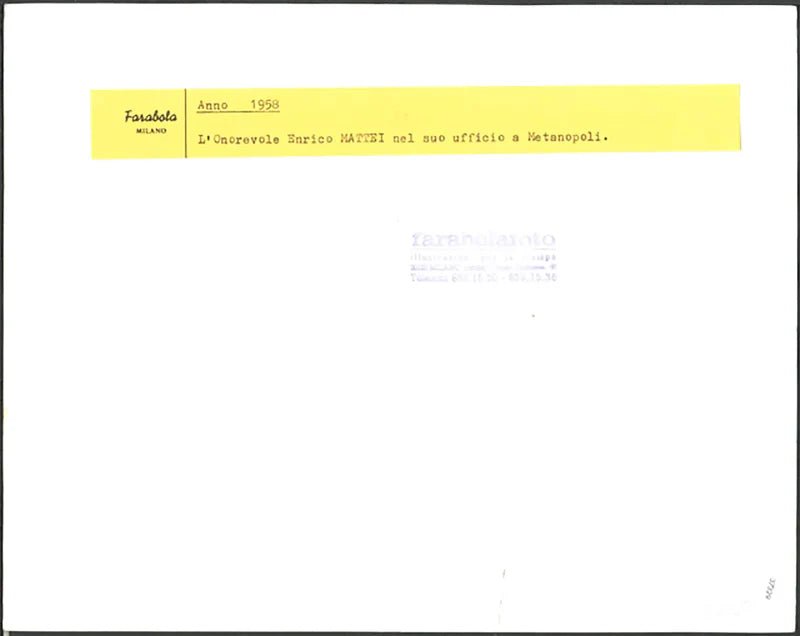 Enrico Mattei a Metanopoli 1958 Ft 37329 - Stampa 21x27 cm - Farabola Stampa ai sali d'argento