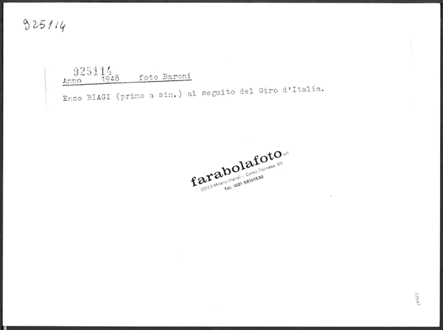 Enzo Biagi al seguito del Giro d'Italia 1948 Ft 37847 - Stampa 24x18 cm - Farabola Stampa ai sali d'argento