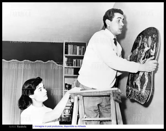 Enzo Tortora con la moglie Pasqualina Reillo, Roma, 1956 - Farabola Immagine digitale