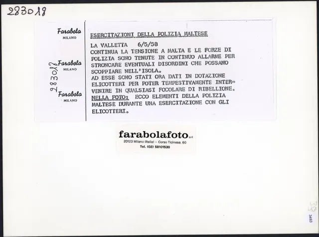 Esercitazione a Malta 1958 Ft 3483 - Stampa 24x18 cm - Farabola Stampa ai sali d'argento (anni 90)