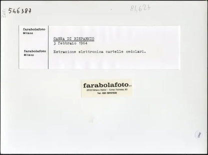 Estrazione elettronica cedolari 1964 Ft 3645 - Stampa 24x18 cm - Farabola Stampa ai sali d'argento (anni 90)