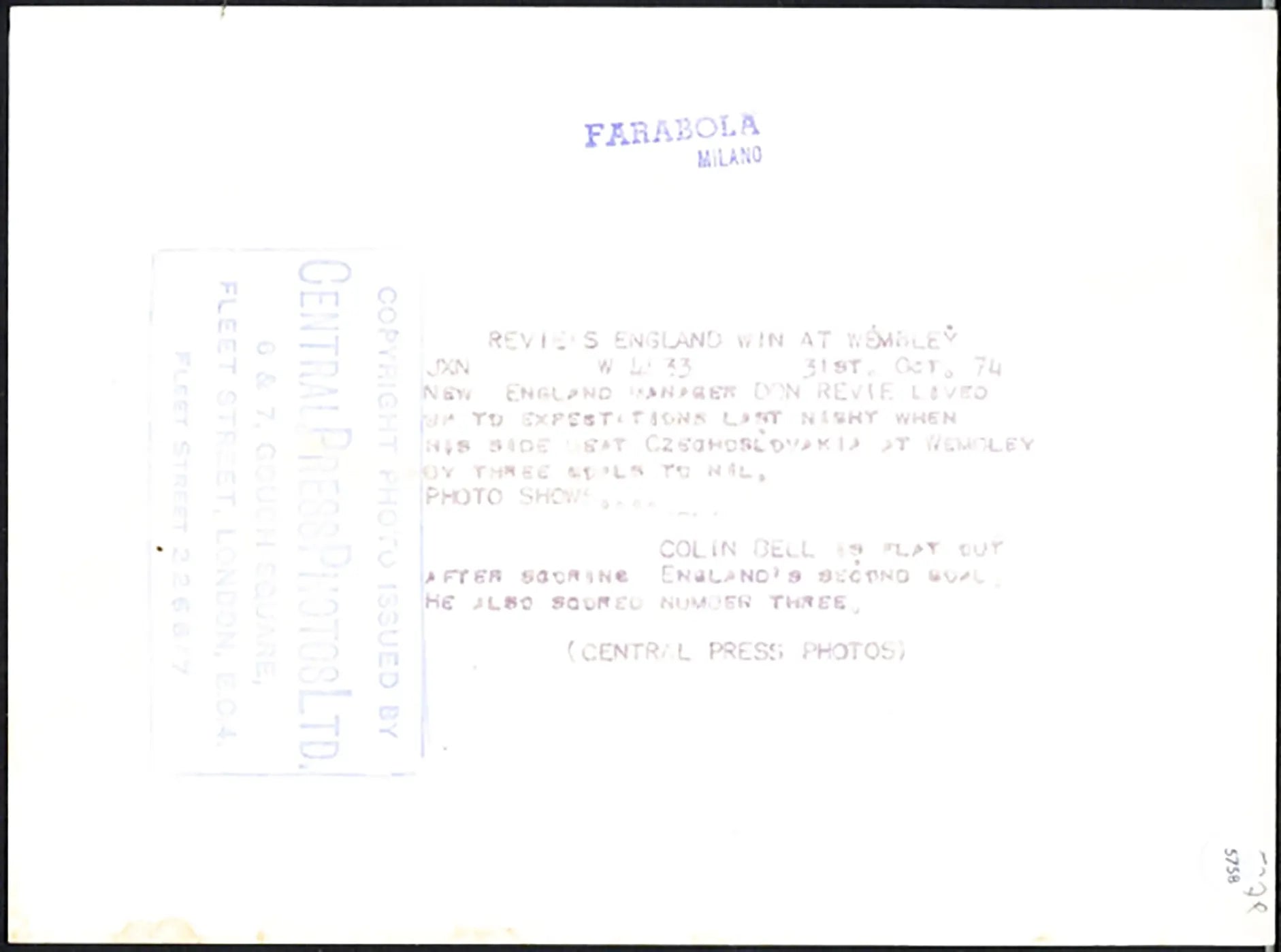 Europei Inghilterra vs Cecoslovacchia 1974 Ft 5758 - Stampa 20x15 cm - Farabola Stampa ai sali d'argento