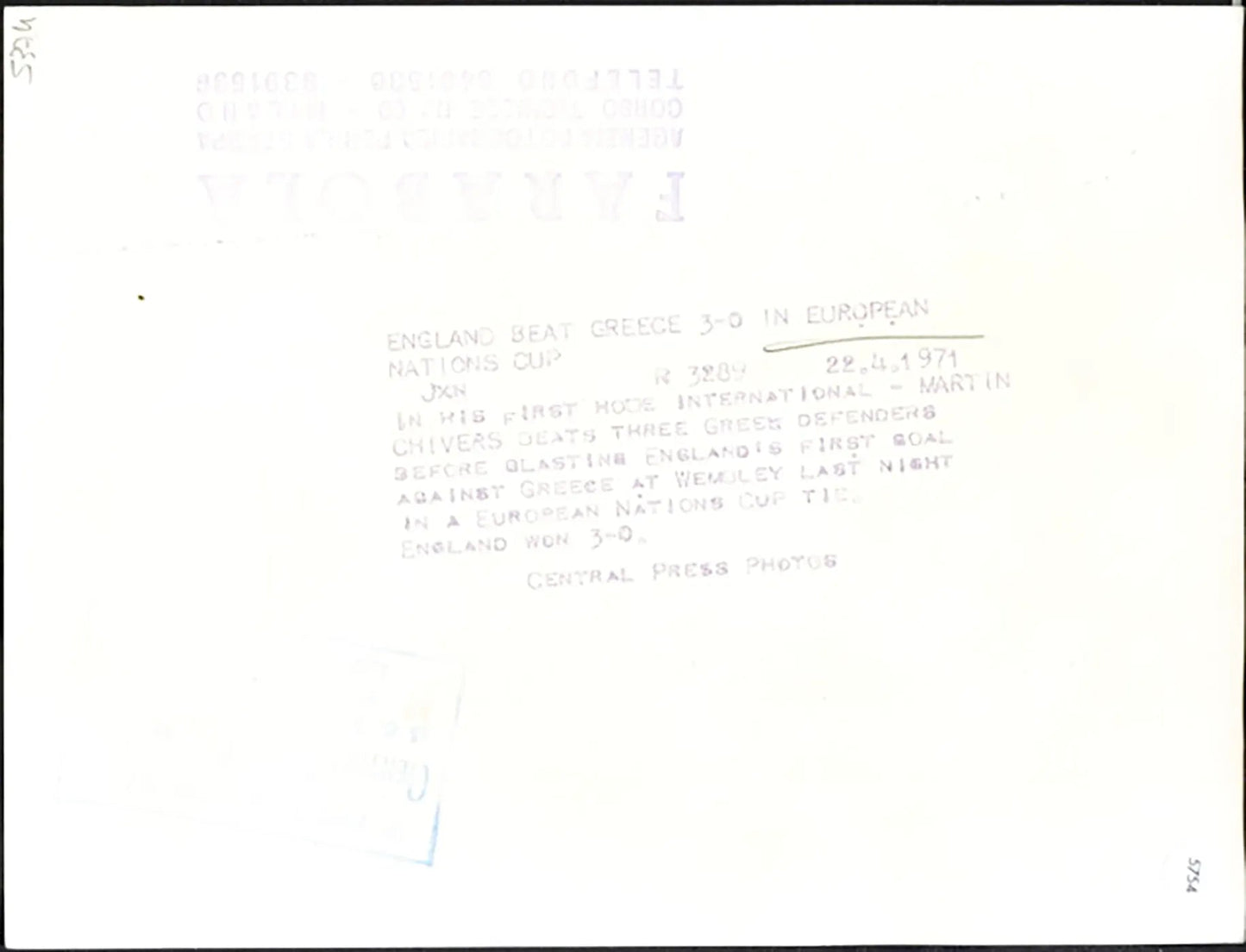Europei Inghilterra vs Grecia 1971 Ft 5754 - Stampa 20x15 cm - Farabola Stampa ai sali d'argento