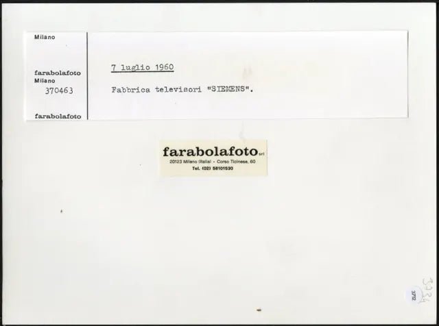 Fabbrica televisori Siemens 1960 Ft 3712 - Stampa 24x18 cm - Farabola Stampa ai sali d'argento (anni 90)