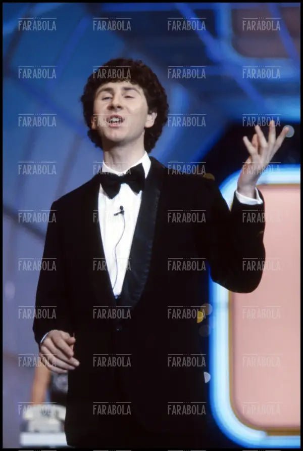 Fabio Fazio, Loretta Goggi in quiz, 1983 - Farabola Immagine digitale