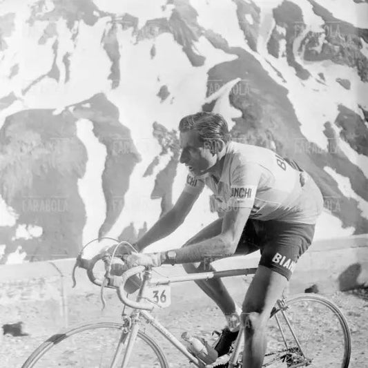 Fausto Coppi sul Pordoi, Giro d'Italia, 1953 - Farabola Immagine digitale