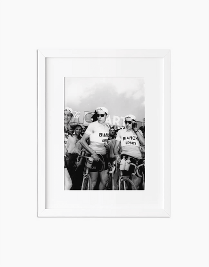 Fausto e Serse Coppi, Giro d'Italia 1950 — stampa fine art con cornice bianca