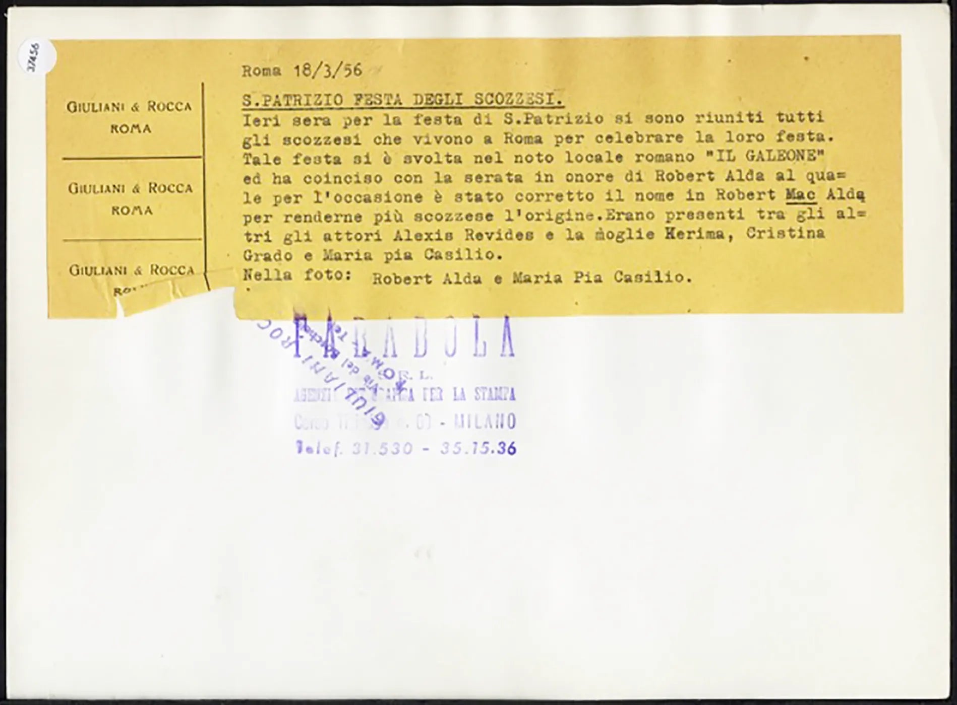 Festa di San Patrizio a Roma 1956 Ft 37456 - Stampa 20x25 cm - Farabola Stampa ai sali d'argento