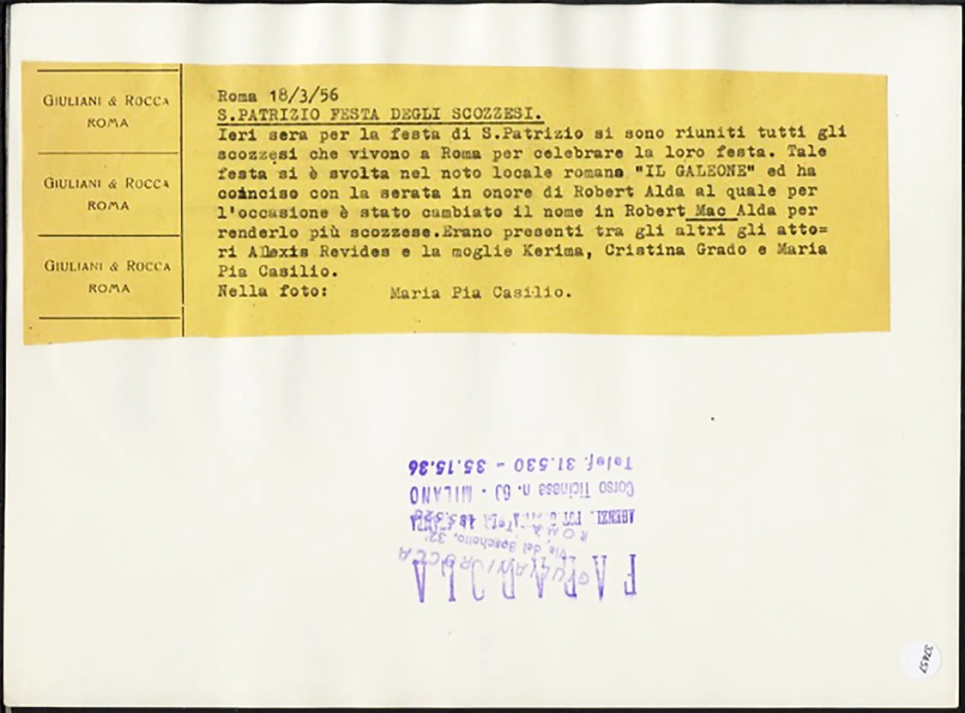 Festa di San Patrizio a Roma 1956 Ft 37457 - Stampa 20x25 cm - Farabola Stampa ai sali d'argento