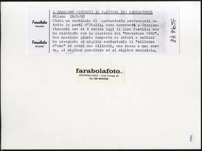 Festival dei Cantastorie 1960 Ft 35675 - Stampa 24x18 cm - Farabola Stampa ai sali d'argento (anni 90)