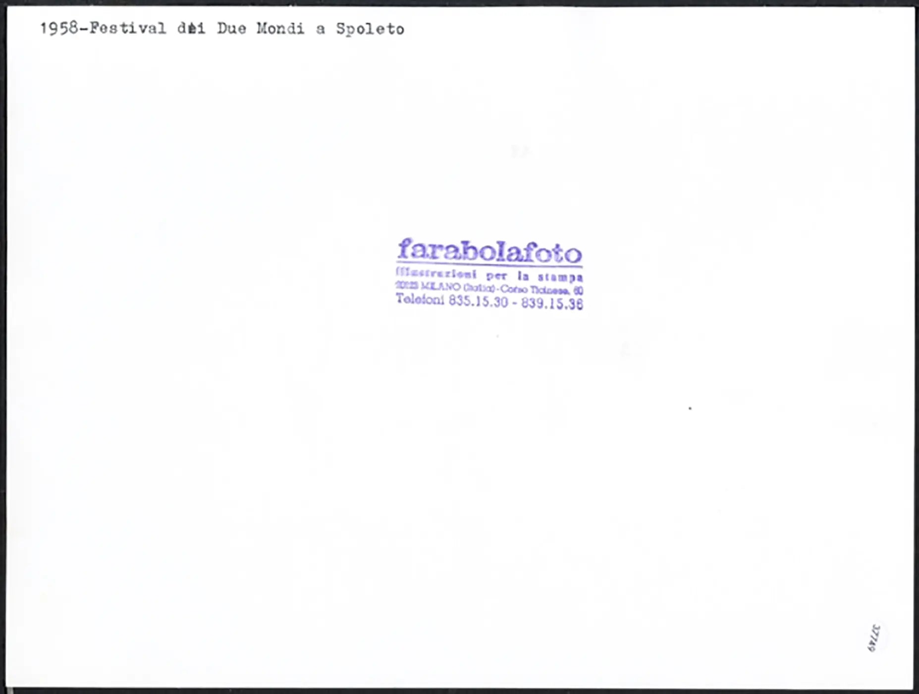 Festival dei Due Mondi Spoleto 1958 Ft 37749 - Stampa 24x18 cm - Farabola Stampa ai sali d'argento (anni 90)