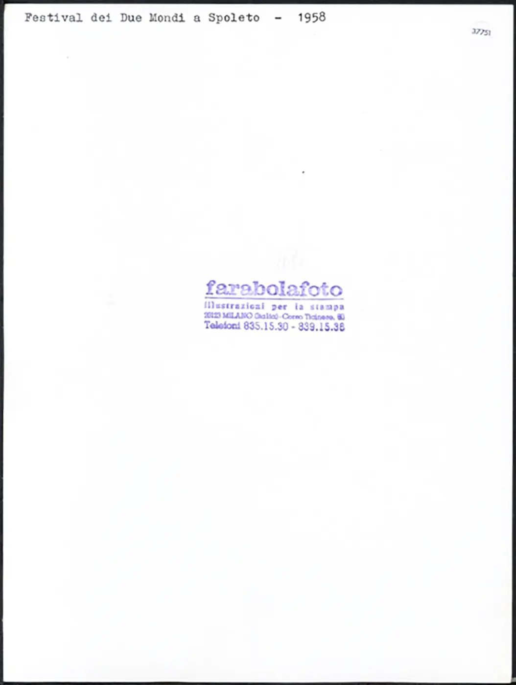 Festival dei Due Mondi Spoleto 1958 Ft 37751 - Stampa 24x18 cm - Farabola Stampa ai sali d'argento (anni 90)