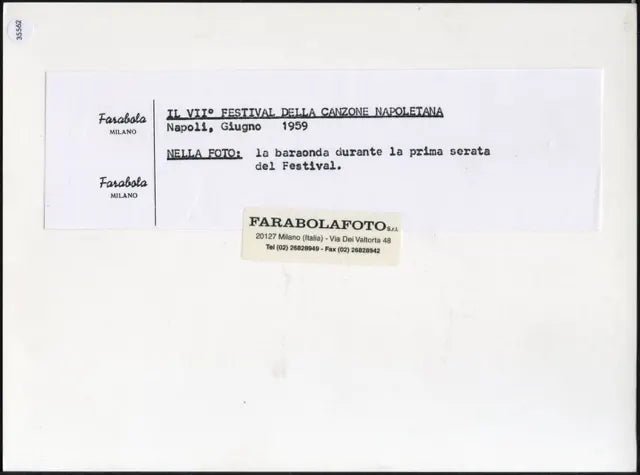 Festival della Canzone Napoletana 1959 Ft 35562 - Stampa 24x18 cm - Farabola Stampa ai sali d'argento (anni 90)