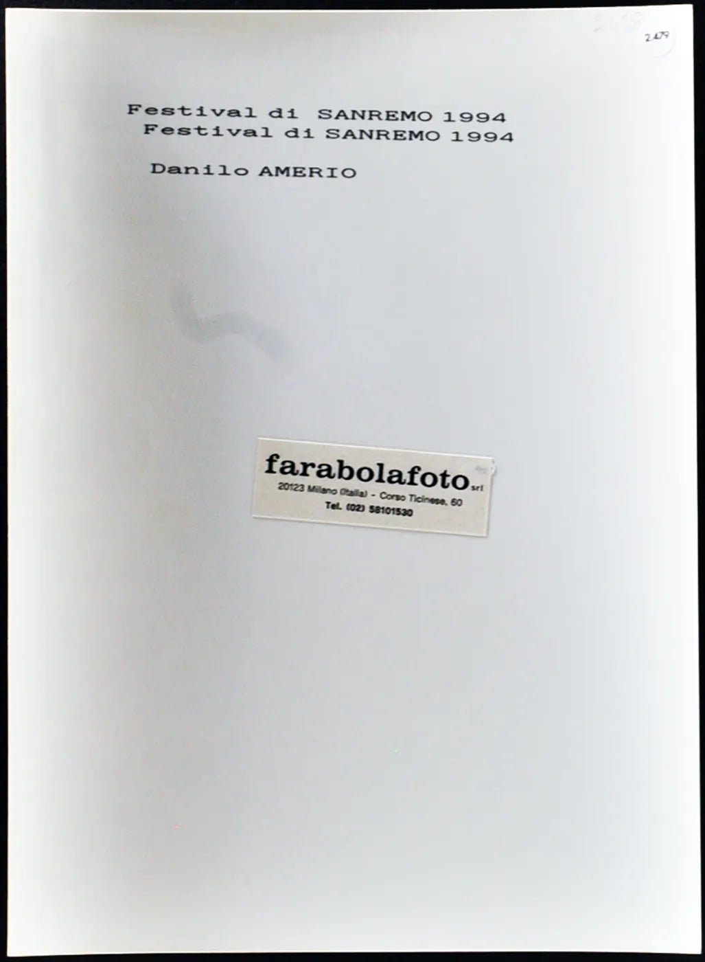 Festival di Sanremo 1994 Danilo Amerio Ft 2479 - Stampa 24x18 cm - Farabola Stampa ai sali d'argento