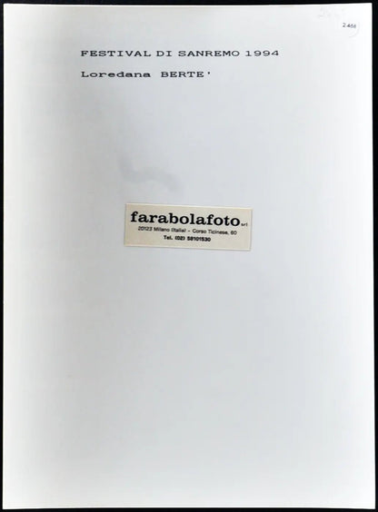 Festival di Sanremo 1994 Loredana Berte' Ft 2468 - Stampa 24x18 cm - Farabola Stampa ai sali d'argento