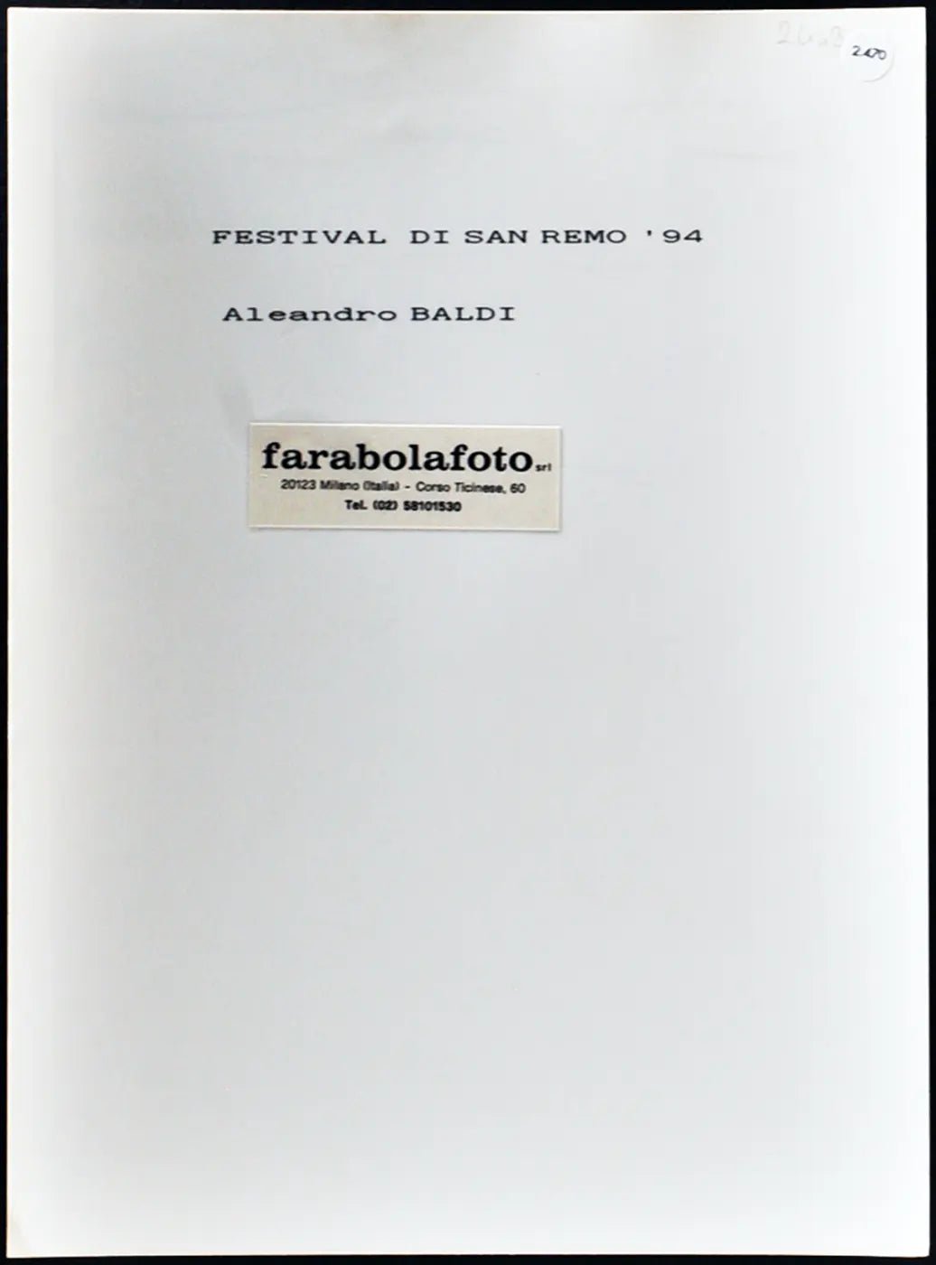 Festival di Sanremo 1994 Loredana Berte' Ft 2470 - Stampa 24x18 cm - Farabola Stampa ai sali d'argento