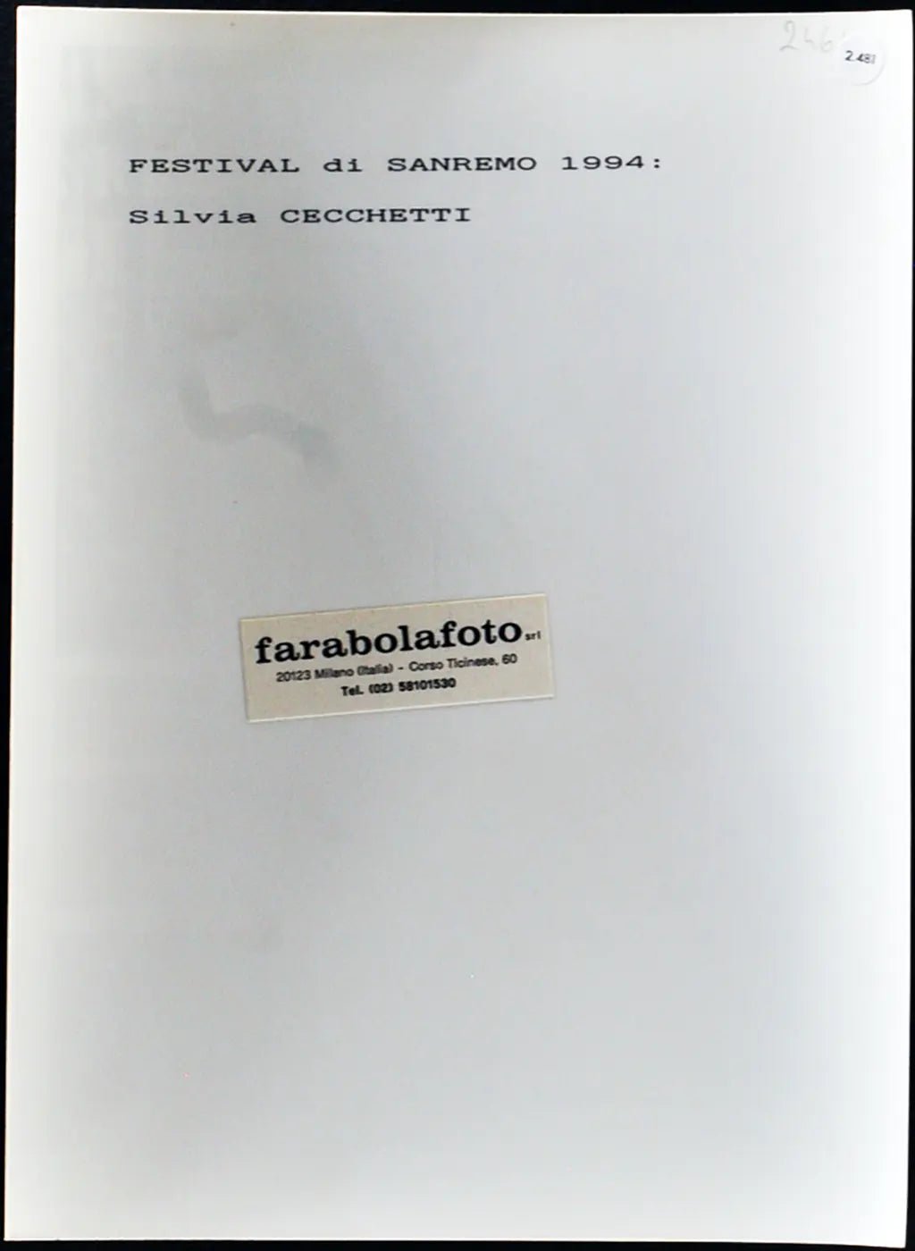 Festival di Sanremo 1994 Silvia Cecchetti Ft 2481 - Stampa 24x18 cm - Farabola Stampa ai sali d'argento