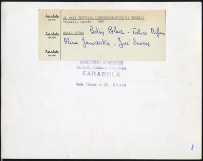 Festival di Venezia 1961 Ft 35705 - Stampa 21x27 cm - Farabola Stampa ai sali d'argento