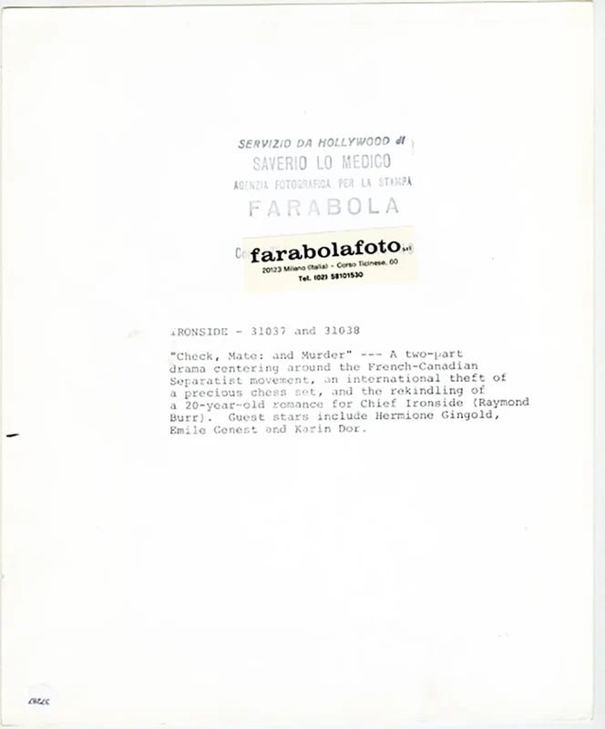 Film Check, mate and murder 1970 Ft 37287 - Stampa 20x25 cm - Farabola Stampa ai sali d'argento
