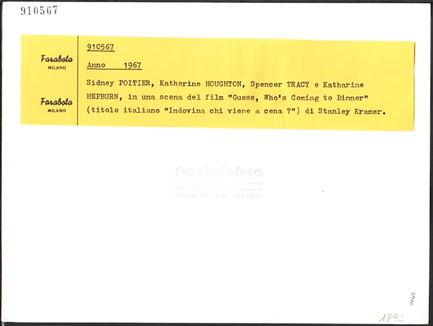 Film Indovina chi viene a cena 1967 Ft 37560 - Stampa 24x18 cm - Farabola Stampa ai sali d'argento
