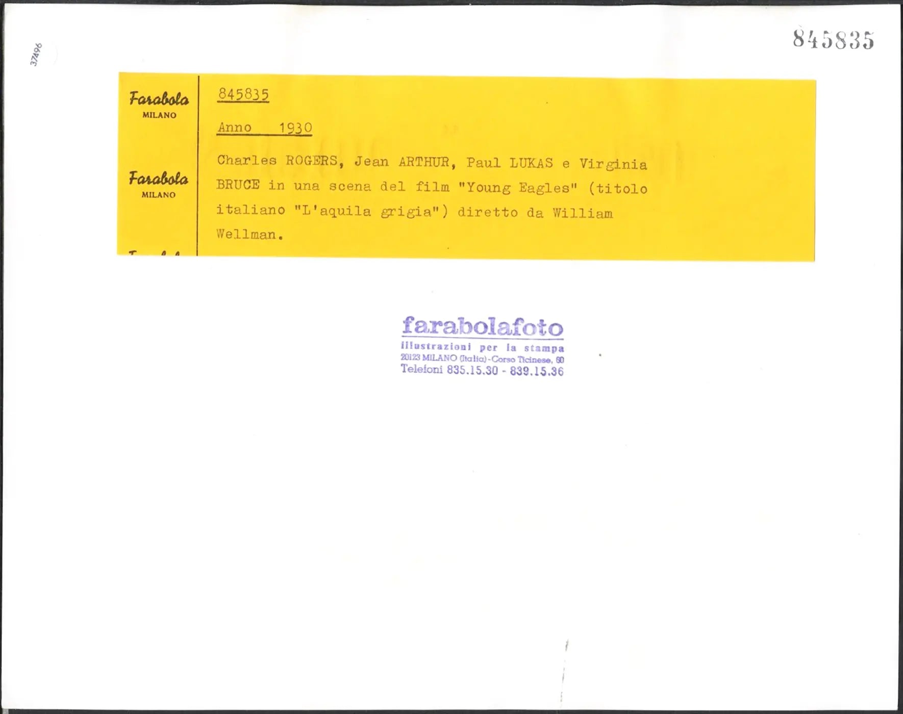 Film L'acquila grigia 1930 Ft 37496 - Stampa 21x27 cm - Farabola Stampa ai sali d'argento