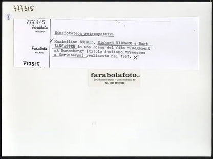 Film Processo a Norimberga 1961 Ft 35903 - Stampa 24x18 cm - Farabola Stampa ai sali d'argento (anni 90)