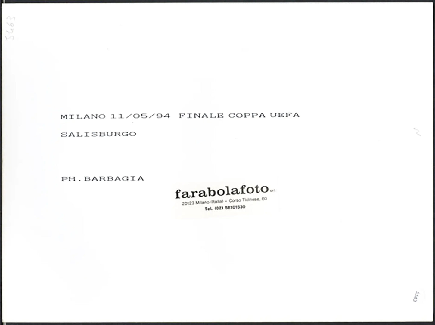 Finale Coppa Uefa Salisburgo 1994 Ft 5563 - Stampa 24x18 cm - Farabola Stampa ai sali d'argento